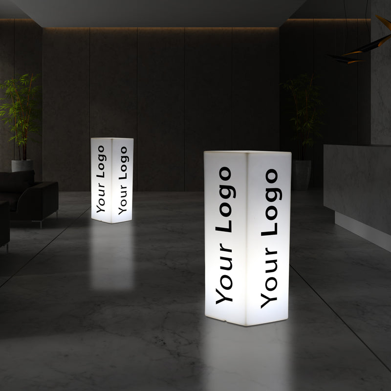 Custom Column LED Light Box, Branded Outdoor Plinth Pillar Display Sign with Logo, Tall Frameless Floor Standing Backlit Signage Cube