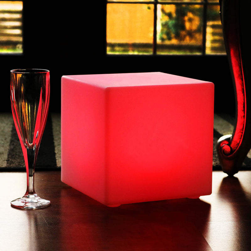 Modern Table Lamp with Remote, 20cm Rechargeable LED Cube Mood Light