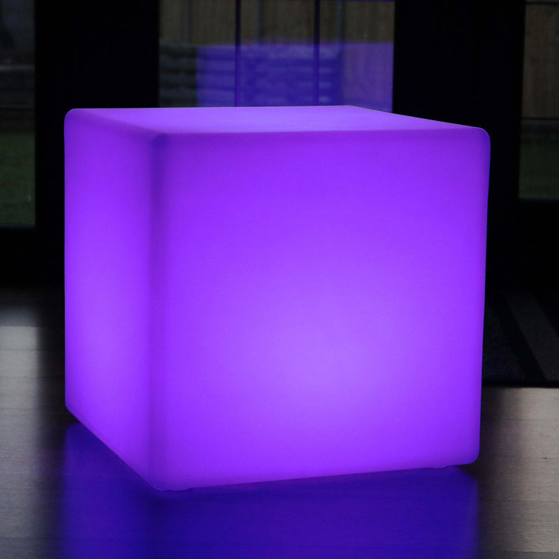 Large Outdoor Mood Cube Stool, 50cm Waterproof Garden Light