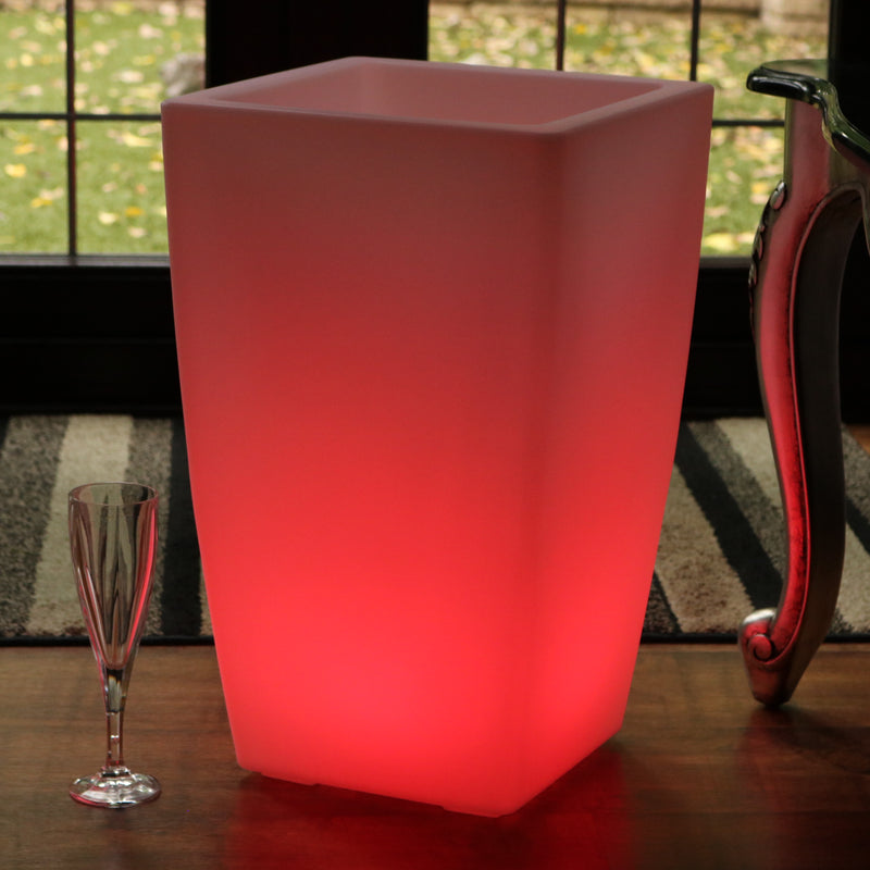 50cm Floor Standing LED Ice Champagne Bucket Wine Cooler, Outdoor Garden Stand Bottle Cooler