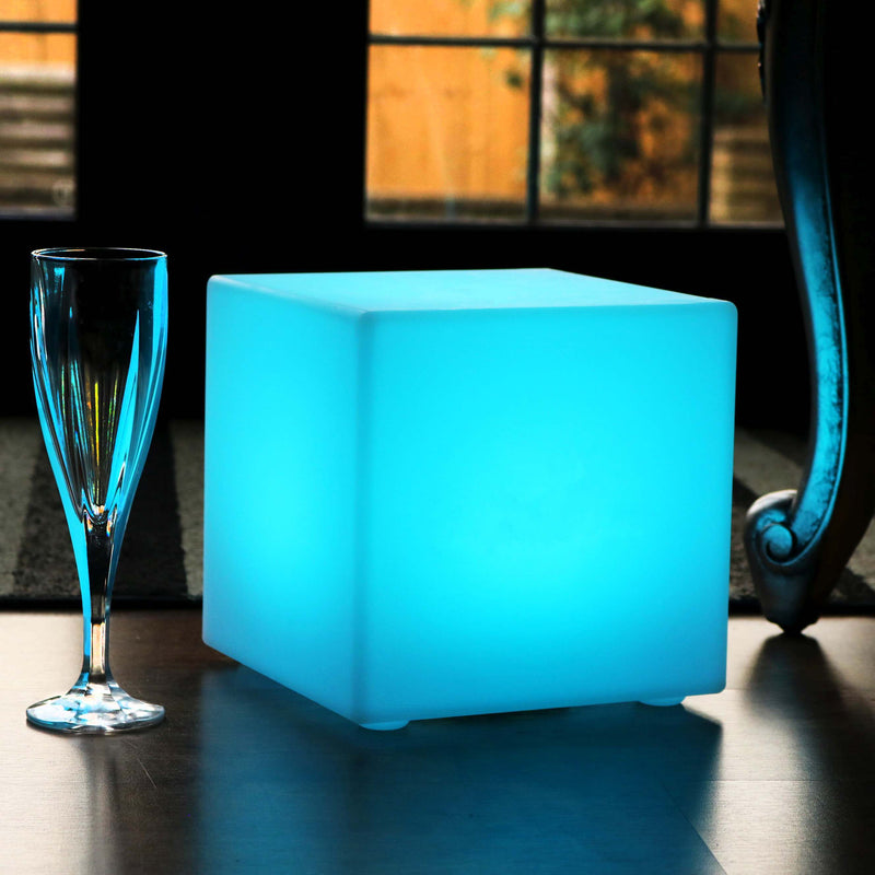 Modern Table Lamp with Remote, 20cm Rechargeable LED Cube Mood Light