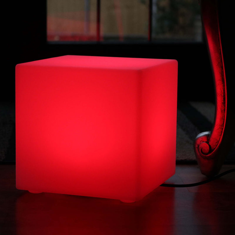 30cm LED Cube RGB Table Lamp, Mains Powered, Colour Changing, Dimmable