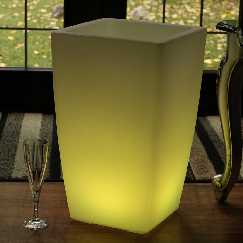 50cm Floor Standing LED Ice Champagne Bucket Wine Cooler, Outdoor Garden Stand Bottle Cooler