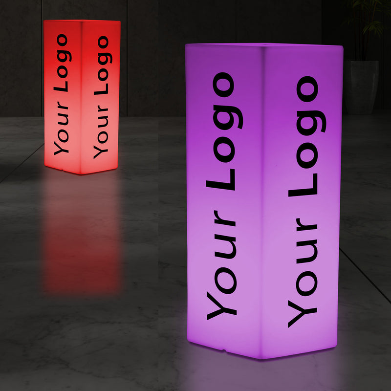 Pillar Logo Light Box, Tall Illuminated Branded Column Bollard Sign, Freestanding Backlit Display Signage for Corporate Event, Trade Show