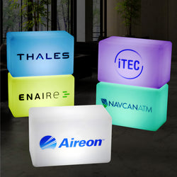 Custom Light Box with Logo, Illuminated LED Bench Stool Seat Cube, Branded Frameless Display Sign for Exhibition, Expo, Trade Show