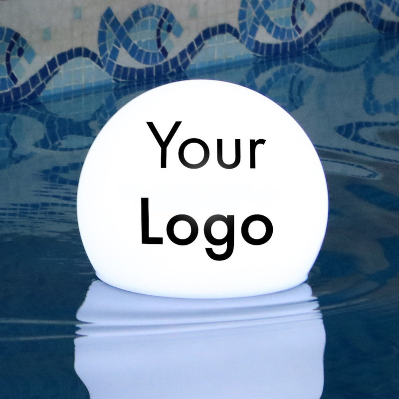 Custom LED Floating Pool Light Box with Logo, Branded Illuminated Round Globe Lamp, Lighted Pool Float for Corporate Event