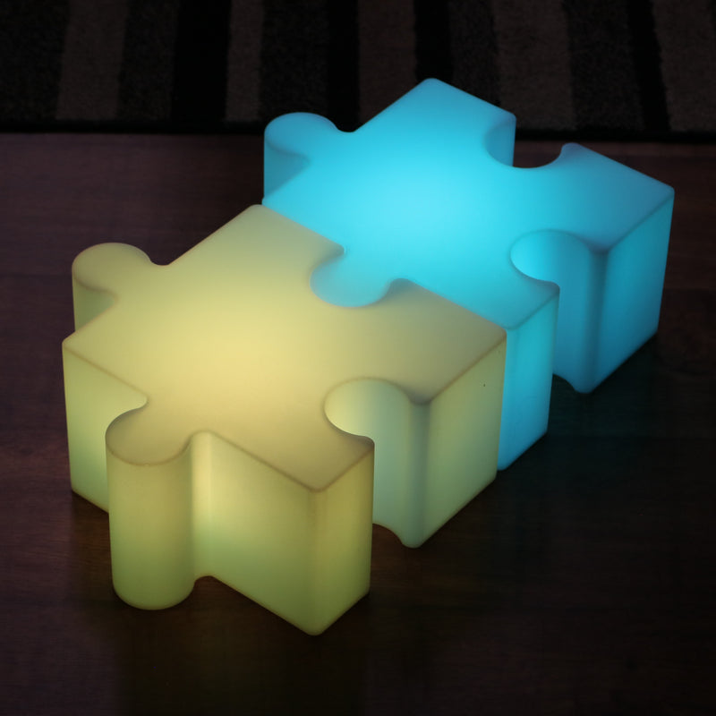 LED Jigsaw Sensory Light Piece Puzzle, Rechargeable Colour Changing Lamp for Kids, Children