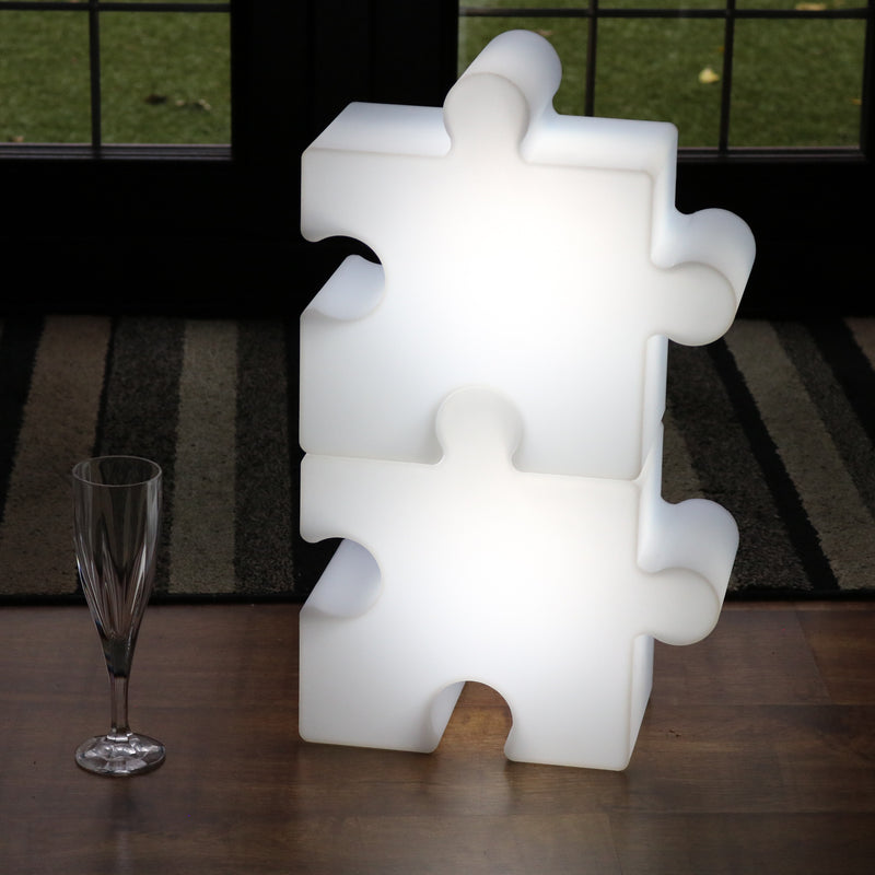 LED Jigsaw Sensory Light Piece Puzzle, Rechargeable Colour Changing Lamp for Kids, Children