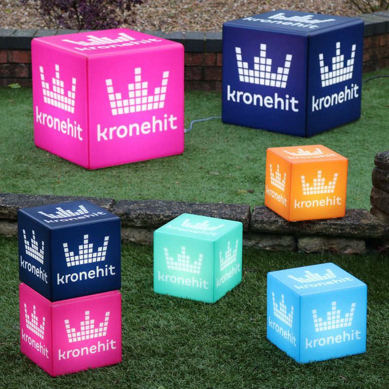 Custom Lightbox with Logo Branded LED Cube Stool Seat Table Furniture Backlit Frameless Display Sign for Business Event Expo Trade Show