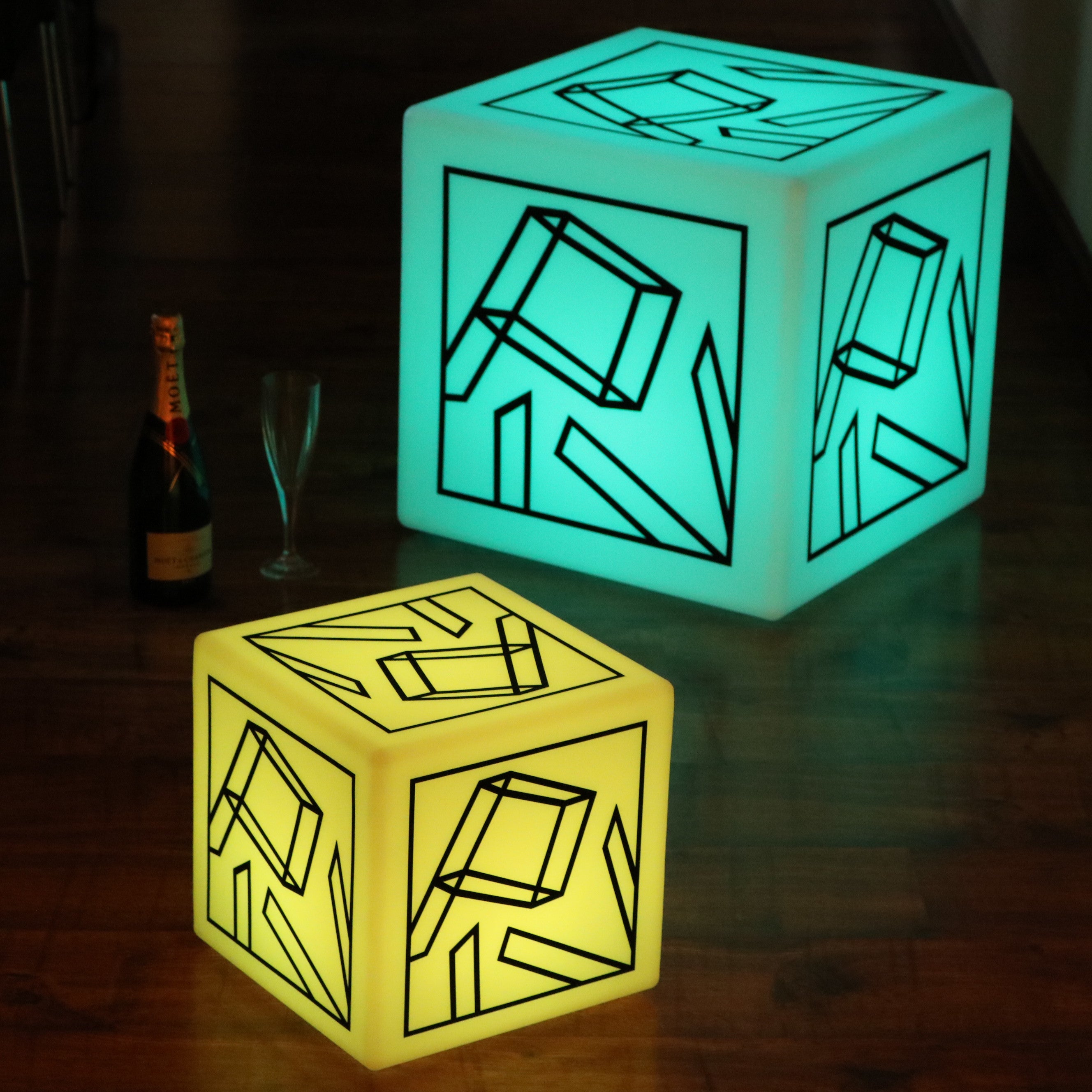 Bespoke LED Light Box Cube with Logo, Multi Colour Square RGB Wireless ...