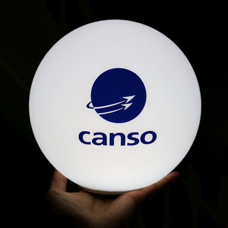 Custom Branded Table Centrepiece, Round Sphere Frameless LED Logo Light Box for Tradeshow, Corporate Event, Awards Ceremony