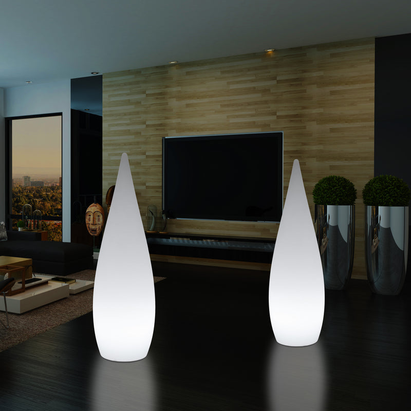 150cm 1.5m Tall Designer LED E27 Floor Lamp, Decorative Feature Water Drop Light, White