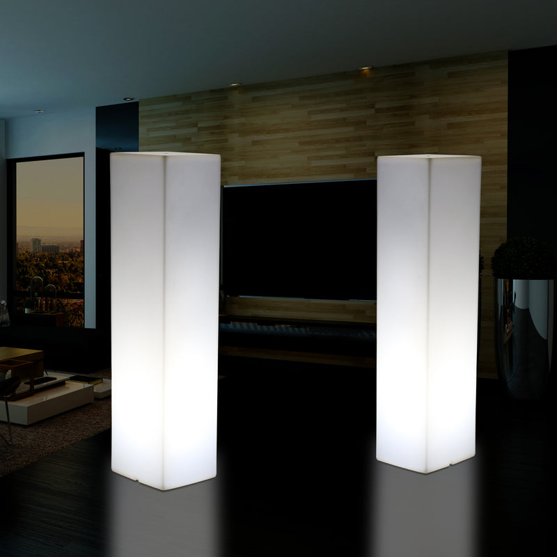 Tall Modern 180 cm Floor Lamp, Illuminated LED Pillar Plinth Column Lighting, E27 White