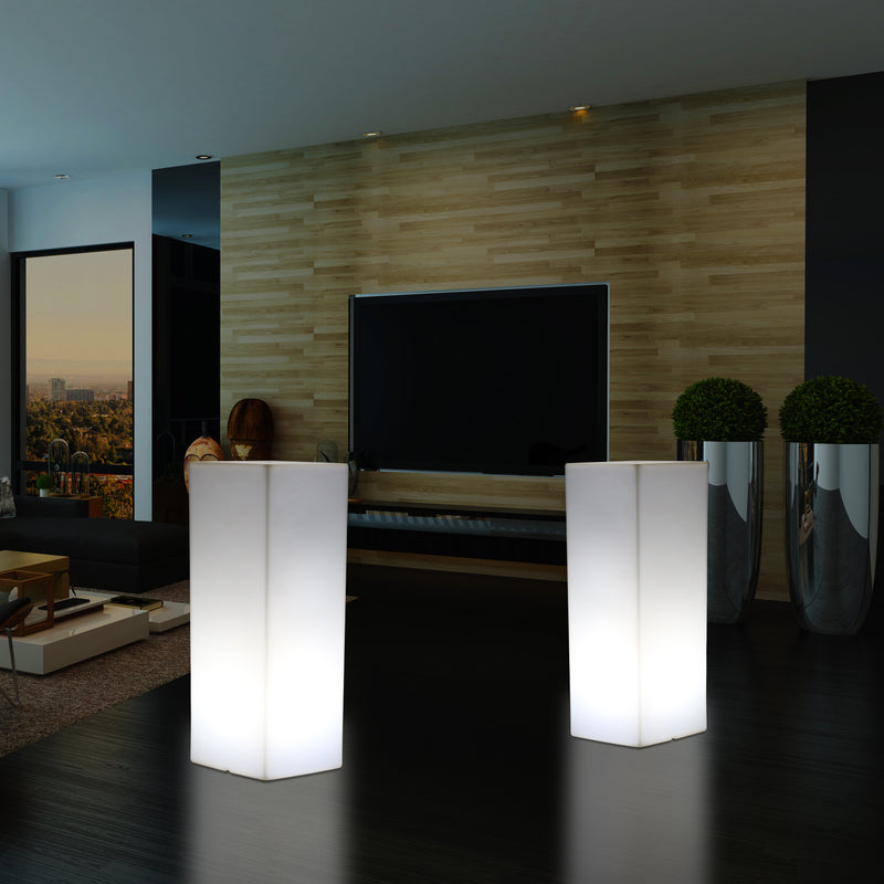 80 cm LED Illuminated Plinth Pillar, Modern E27 Floor Lamp for Event, Lounge, White