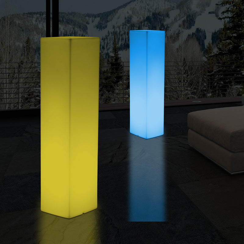 180 cm Tall LED Pillar Plinth Floor Lamp, Outdoor Rechargeable RGB Bollard Column Light