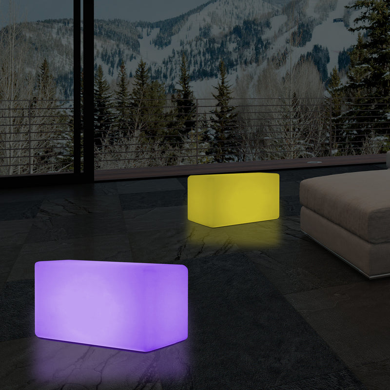 LED Bench Table, Multi Colour Modern Stool Seating, 55 x 35 cm RGB Dimmable Floor Lamp