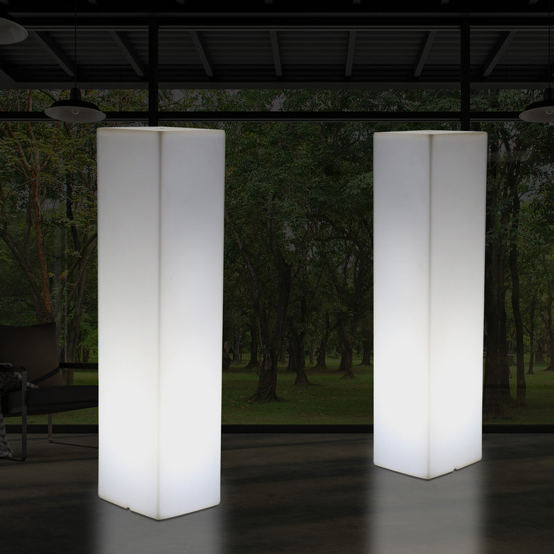 Tall Modern 180 cm Floor Lamp, Illuminated LED Pillar Plinth Column Lighting, E27 White