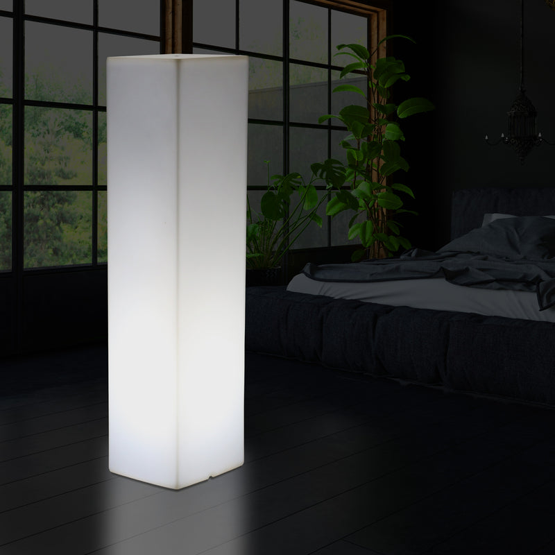 Tall Modern 180 cm Floor Lamp, Illuminated LED Pillar Plinth Column Lighting, E27 White