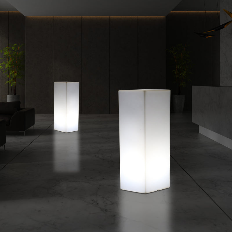 110 x 30 cm Tall LED Pillar Plinth Floor Lamp, Modern E27 Bollard Column Light, White