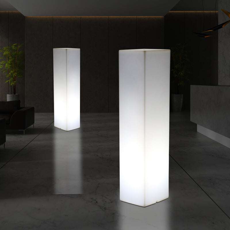 Tall Modern 180 cm Floor Lamp, Illuminated LED Pillar Plinth Column Lighting, E27 White