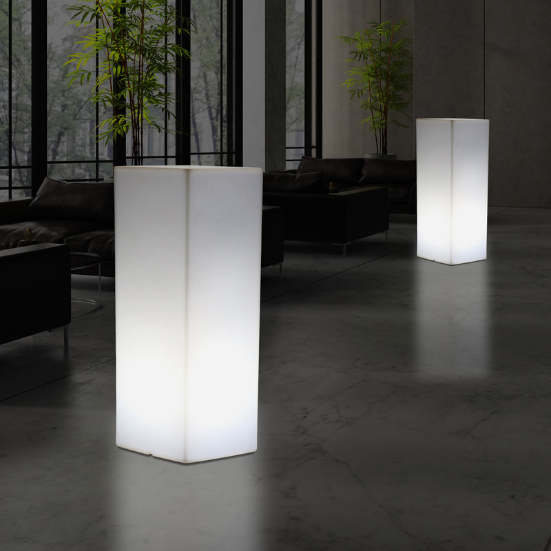 110 x 30 cm Tall LED Pillar Plinth Floor Lamp, Modern E27 Bollard Column Light, White