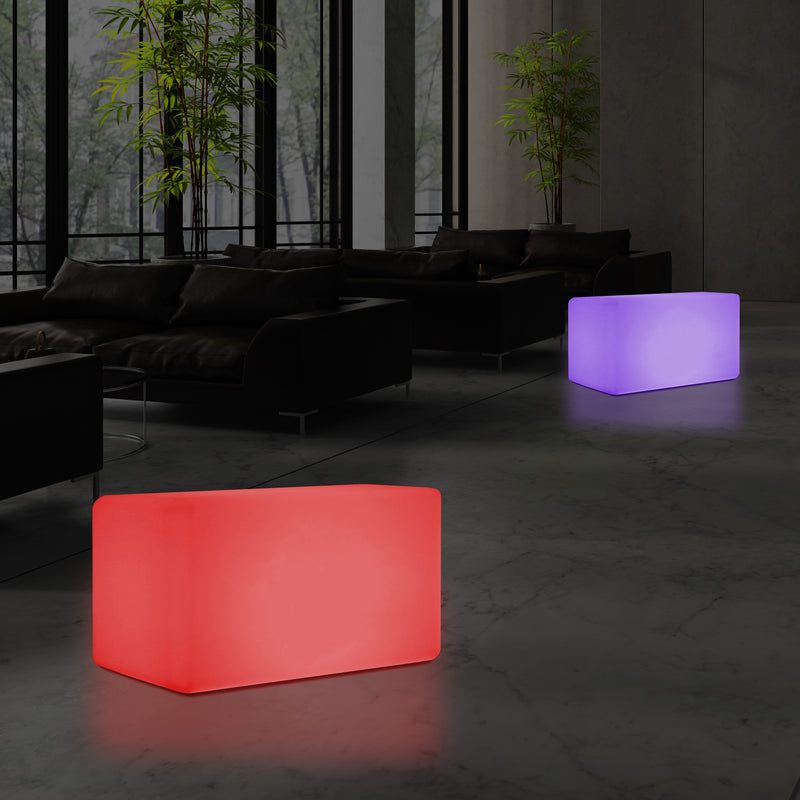 LED Bench Table, Multi Colour Modern Stool Seating, 55 x 35 cm RGB Dimmable Floor Lamp