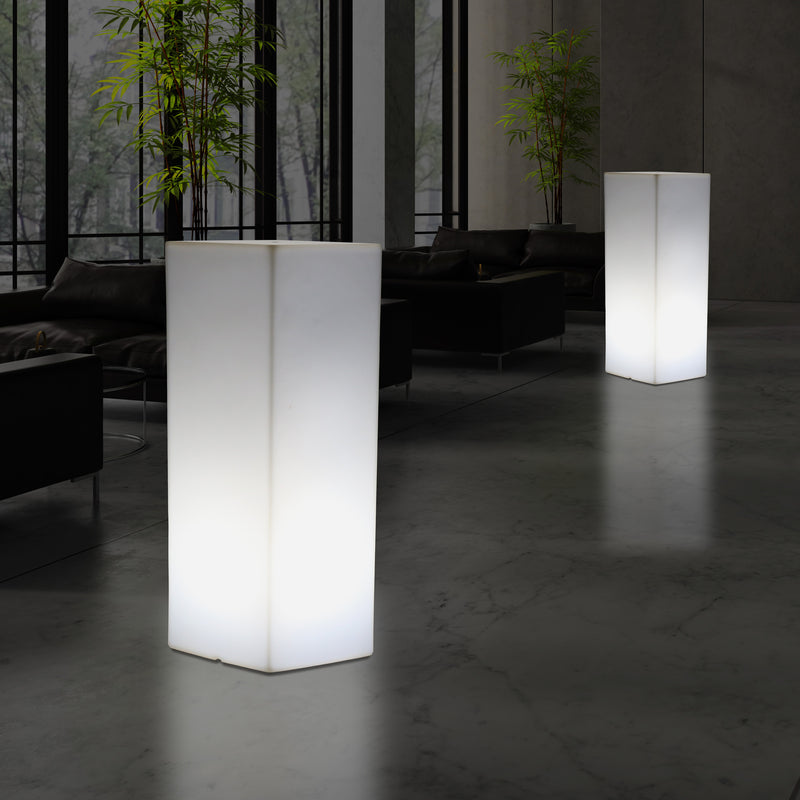 80 cm LED Illuminated Plinth Pillar, Modern E27 Floor Lamp for Event, Lounge, White