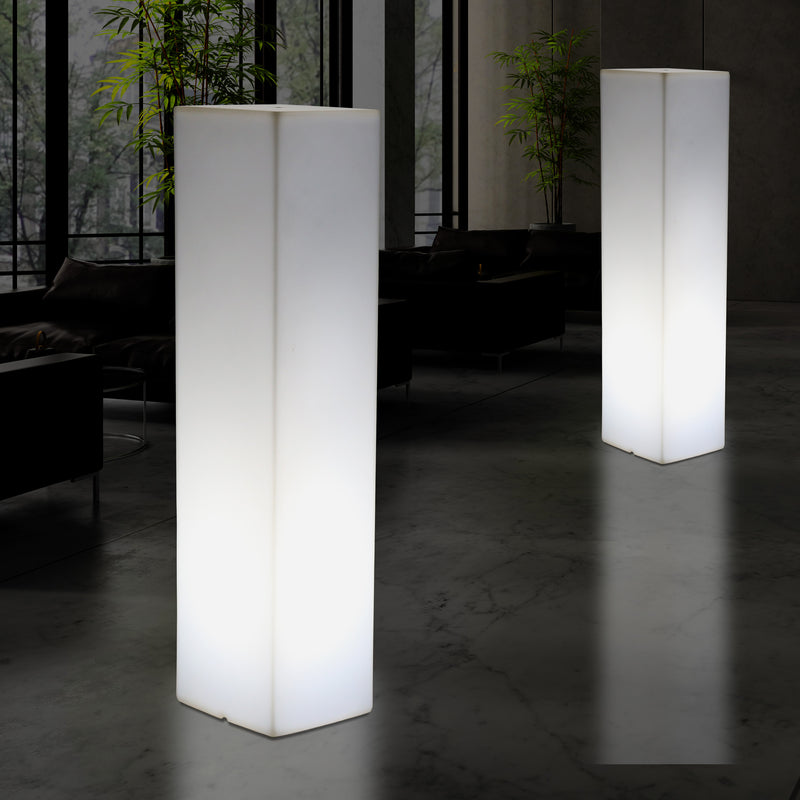Tall Modern 180 cm Floor Lamp, Illuminated LED Pillar Plinth Column Lighting, E27 White