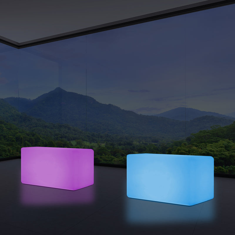 LED Bench Table, Multi Colour Modern Stool Seating, 55 x 35 cm RGB Dimmable Floor Lamp