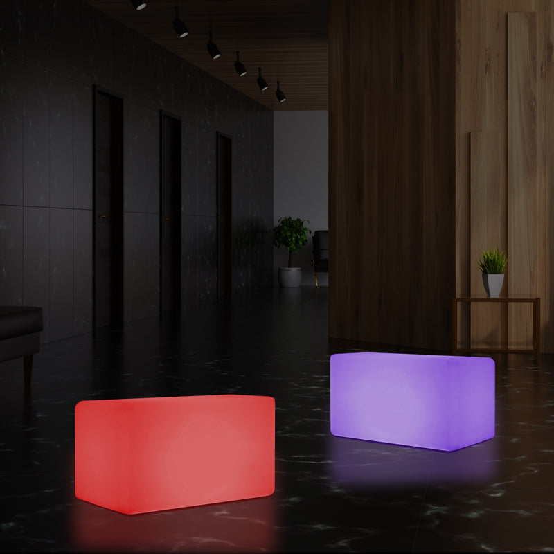 LED Bench Table, Multi Colour Modern Stool Seating, 55 x 35 cm RGB Dimmable Floor Lamp