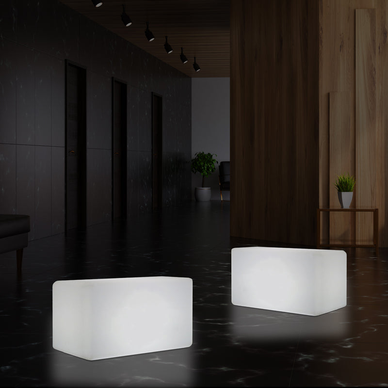 LED Seat Bench Stool Light, 55 x 35 cm, Modern E27 Floor Lamp for Living Room, White