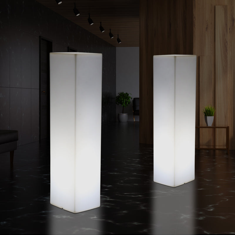 Tall Modern 180 cm Floor Lamp, Illuminated LED Pillar Plinth Column Lighting, E27 White