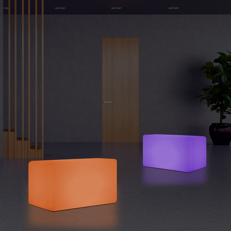 LED Bench Table, Multi Colour Modern Stool Seating, 55 x 35 cm RGB Dimmable Floor Lamp