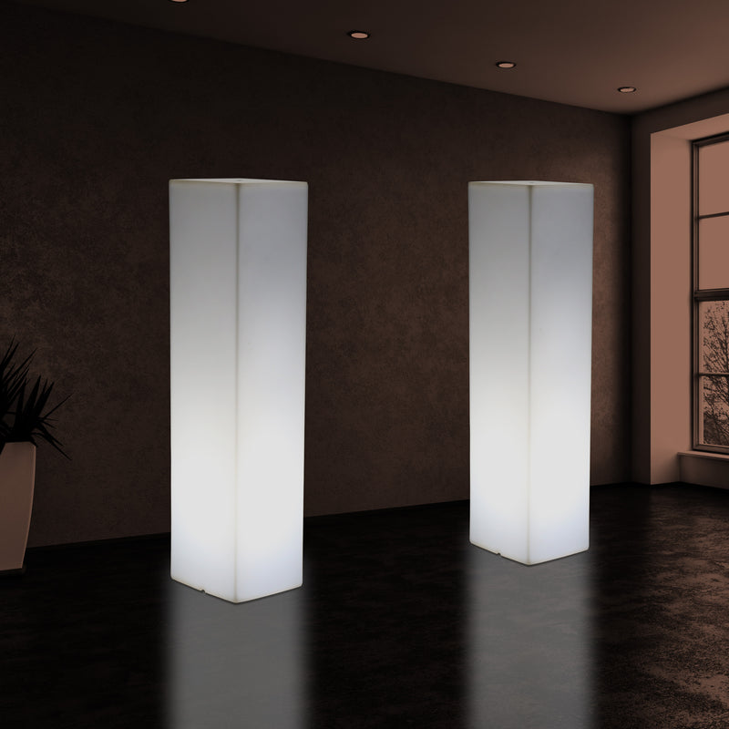 Tall Modern 180 cm Floor Lamp, Illuminated LED Pillar Plinth Column Lighting, E27 White