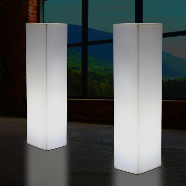 Tall Modern 180 cm Floor Lamp, Illuminated LED Pillar Plinth Column Lighting, E27 White
