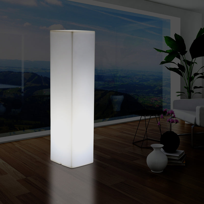 Tall Modern 180 cm Floor Lamp, Illuminated LED Pillar Plinth Column Lighting, E27 White