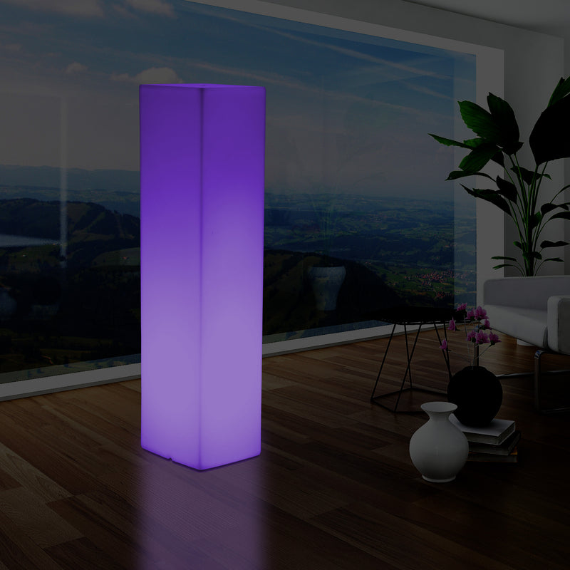 180 cm Tall LED Pillar Plinth Floor Lamp, Outdoor Rechargeable RGB Bollard Column Light