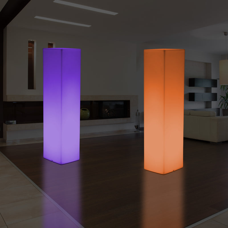 180 cm Tall LED Pillar Plinth Floor Lamp, Outdoor Rechargeable RGB Bollard Column Light