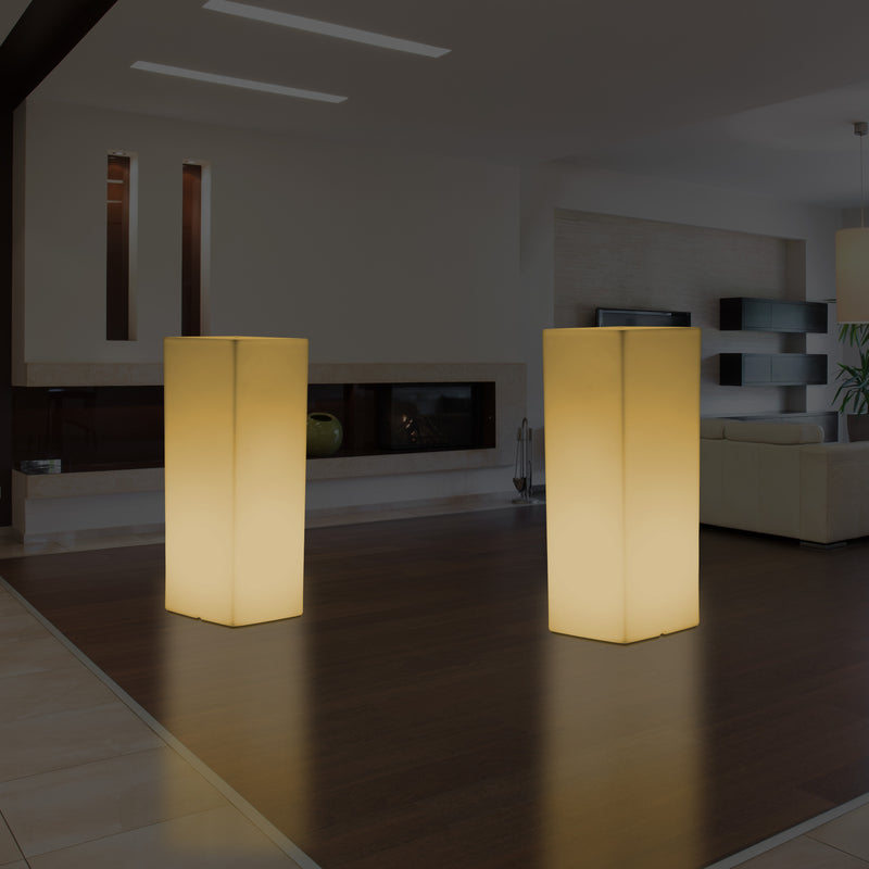 LED Plinth Pillar Column Floor Lamp, Tall Rectangular E27 Light, 110 x 30cm, Warm White