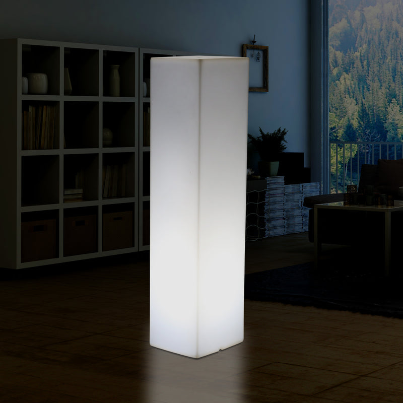 Tall Modern 180 cm Floor Lamp, Illuminated LED Pillar Plinth Column Lighting, E27 White