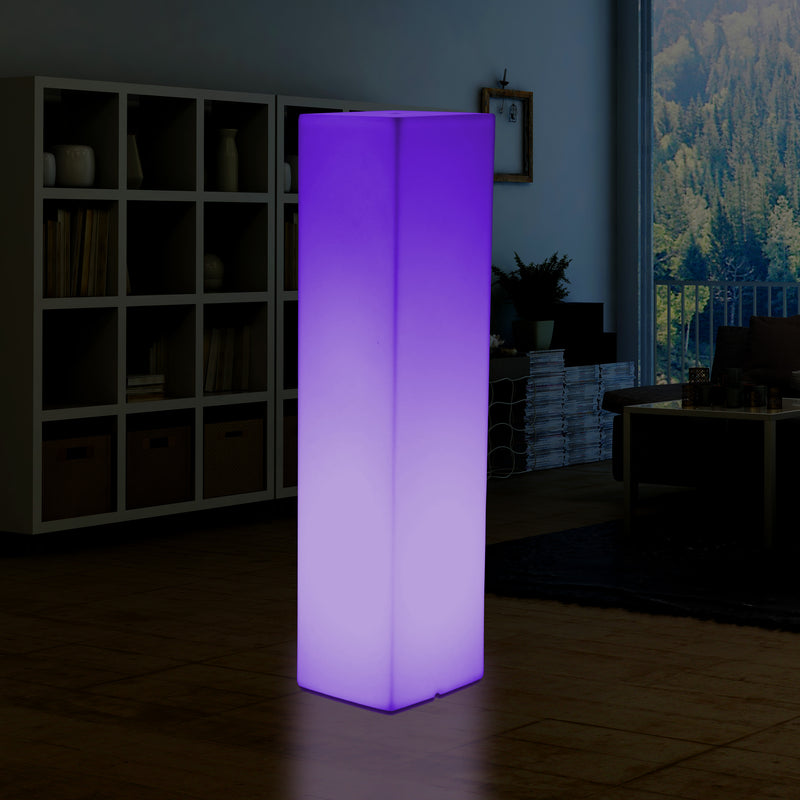 180 cm Tall LED Pillar Plinth Floor Lamp, Outdoor Rechargeable RGB Bollard Column Light