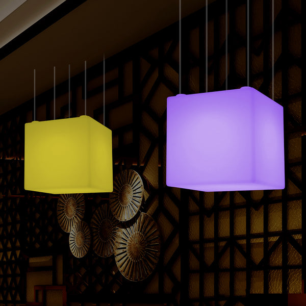 Cube LED Ceiling Light, Decorative Hanging Lamp, 500 mm, E27, RGB Mood Lighting