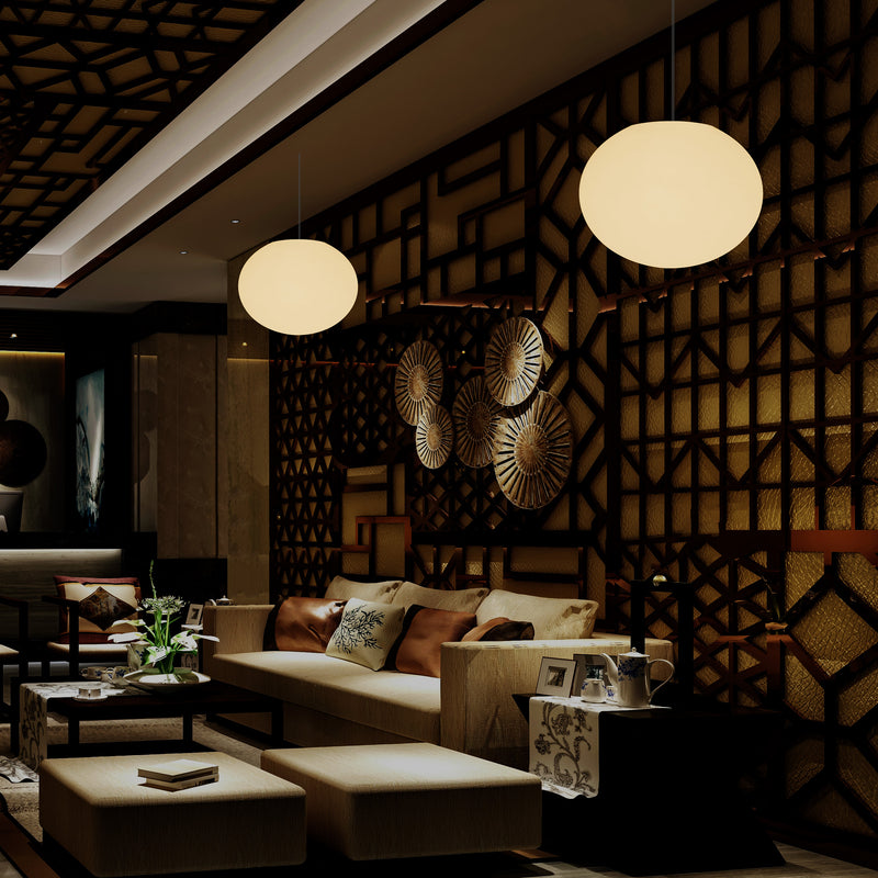 Decorative E27 Hanging Ceiling Light, 3D Oval Ellipse LED Suspension Pendant Lamp, 27cm Orb