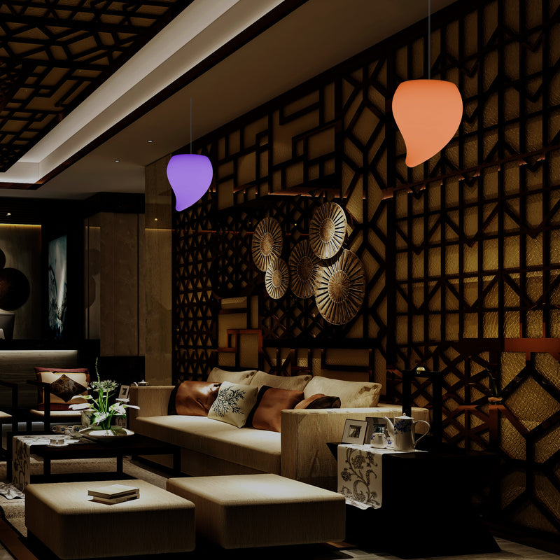 Colour Changing Dimmable Ceiling Pendant Light, 20cm LED Teardrop Hanging Lamp, RGB
