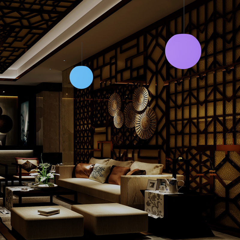 LED Sphere Pendant Light, 20cm Multi Colour RGB Ball Suspension Lamp with Remote Control