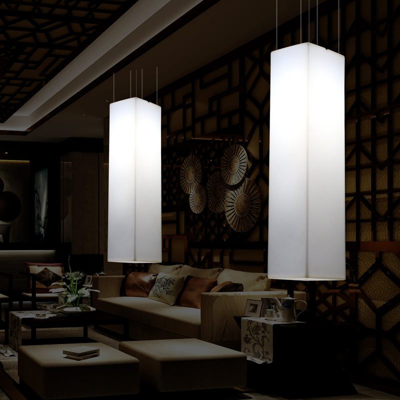 Linear Pendant LED Light, Geometric Ceiling Lamp, 180 x 30 cm, E27, White
