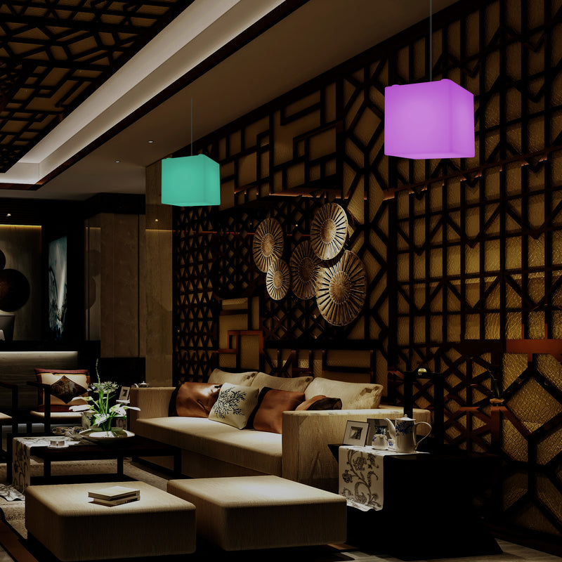Cube Hanging Lamp, Multi-Colour Modern RGB Ceiling Light, 200 mm, LED SMD Mood Lamp