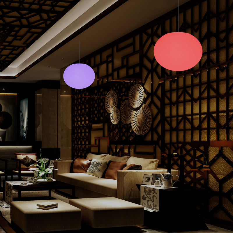 Ellipse Pebble Ceiling Lamp, Designer Oval RGB Hanging Light, 27 cm, LED Ambient Lighting