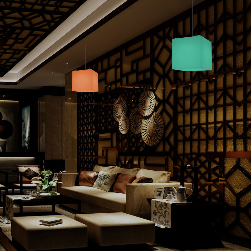 Cube Hanging Lamp, Multi-Colour Modern RGB Ceiling Light, 200 mm, LED SMD Mood Lamp