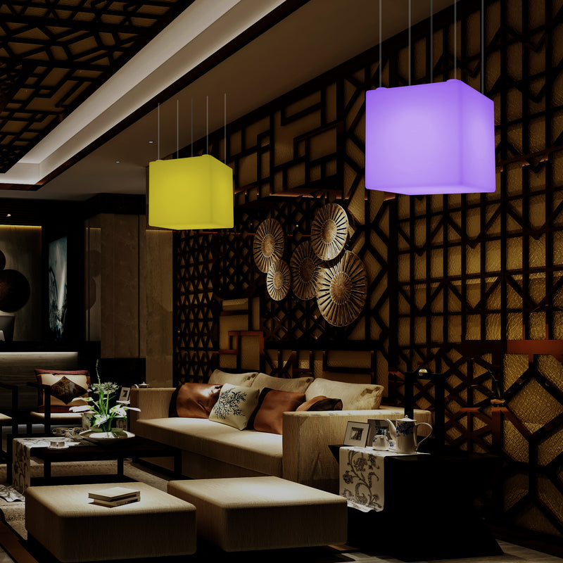 Cube LED Ceiling Light, Multi Colour Modern RGB Hanging Lamp, 400 mm, Ambient Lamp